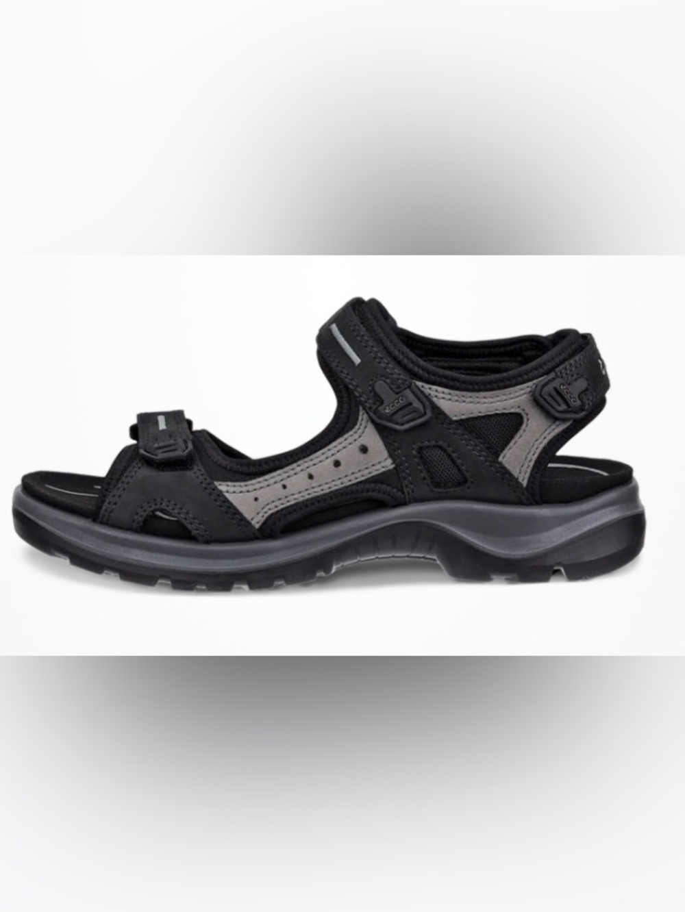 ECCO Offroad Women's Oiled-Nubuck Yucatan Walking Sandals Black Taupe Sz 11-11.5